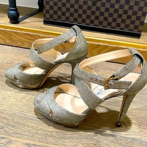 Jimmy Choo Kuki Glitter Platform Pump 38